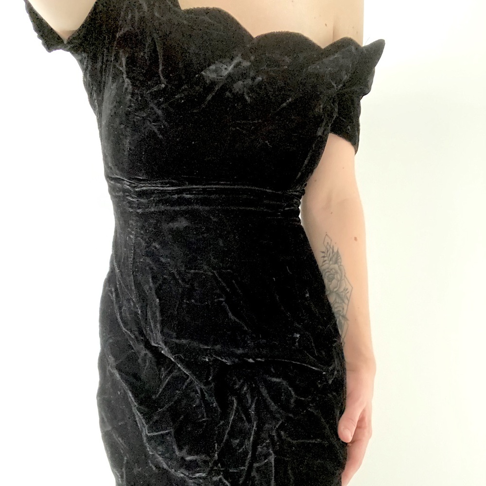 Vintage Velvet Scalloped Dress